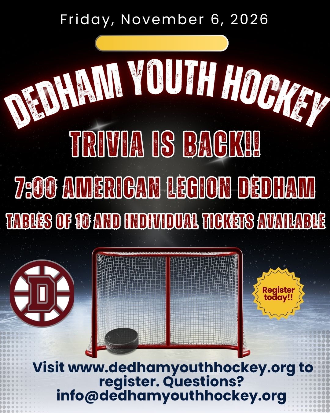 Dedham Youth Hockey Trivia Night - 11/06/26