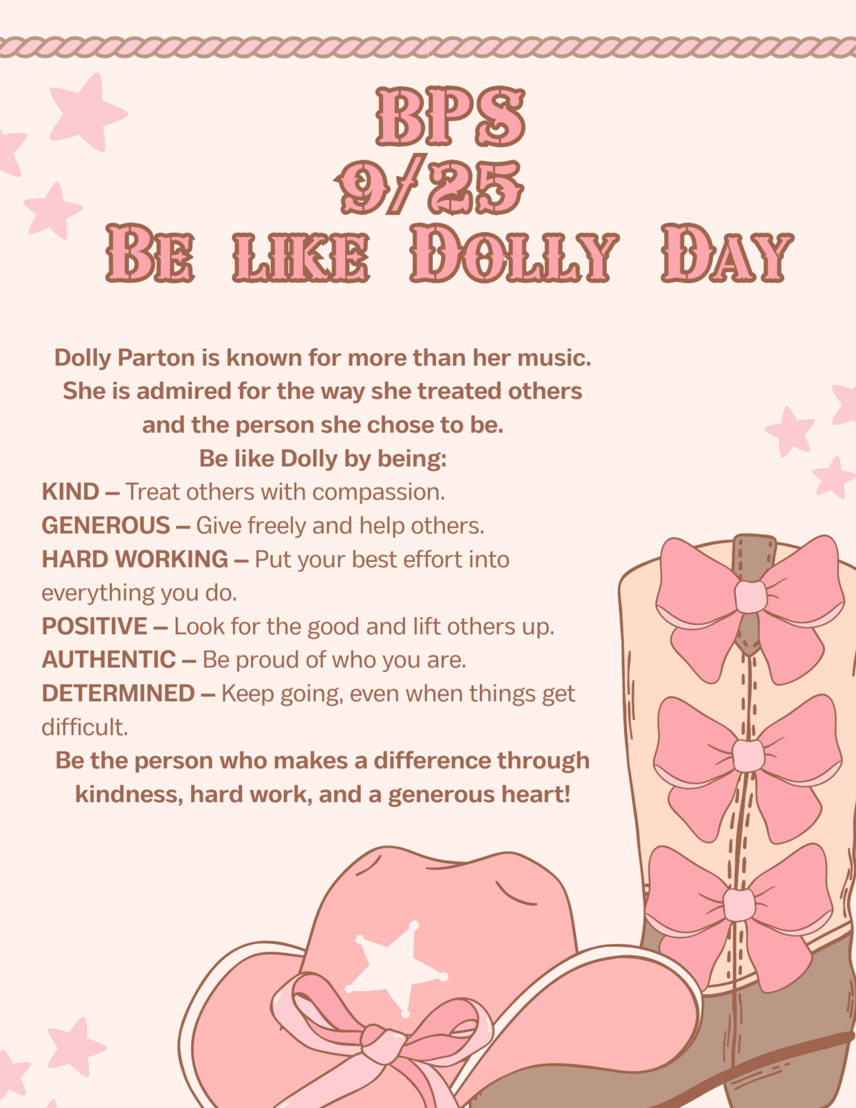 "Be Like Dolly Day" Spirit Day at Ivy Drive- Tomorrow 9/25 💗