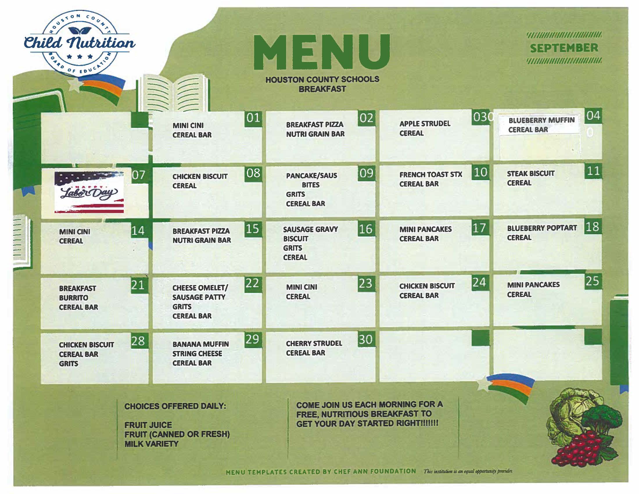September Menus
