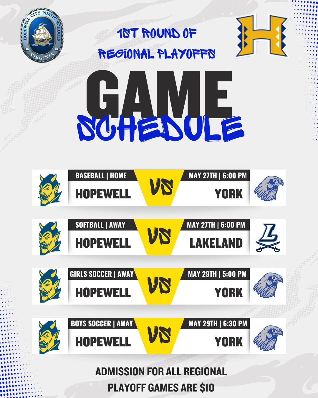 1st Round of the Regional Playoffs are here! 