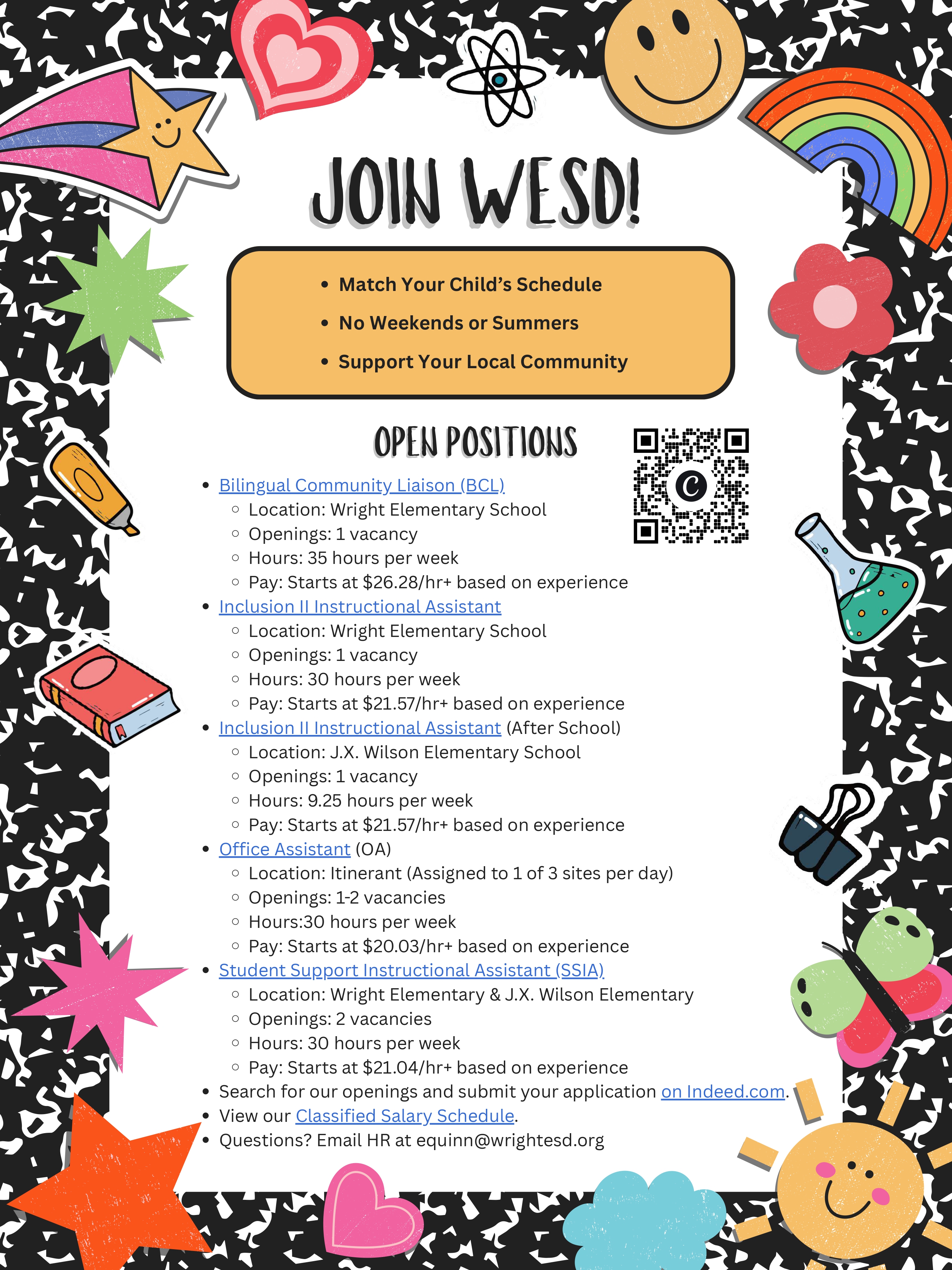 Join WESD! Open Positions in the District