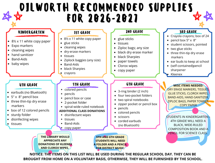 Back to School Supply List
