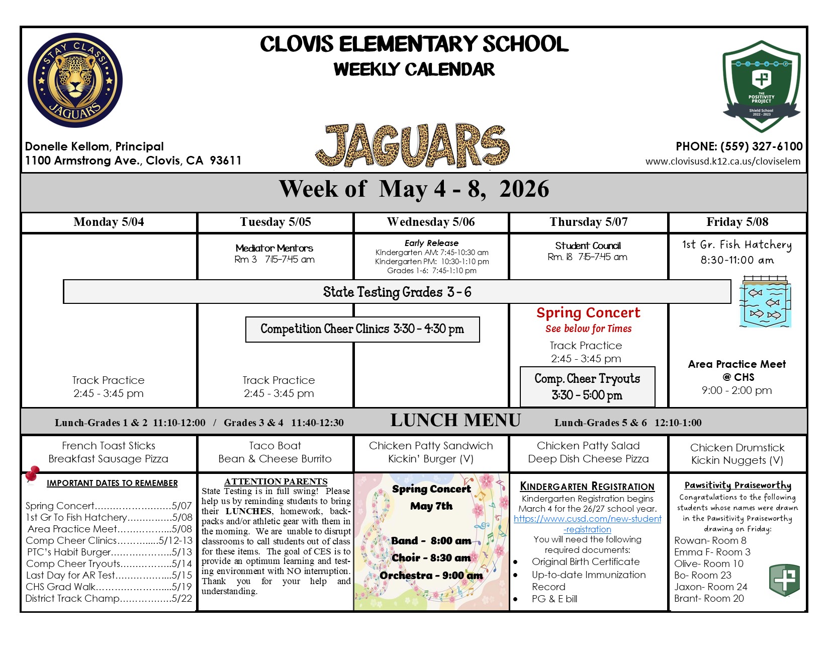 Weekly Calendar May 4 - 8