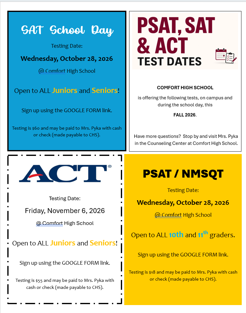 PSAT, SAT & ACT Testing Dates