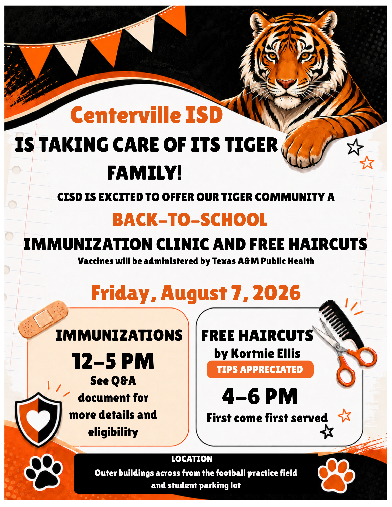Immunization Clinic and Free Haircuts on August 7th