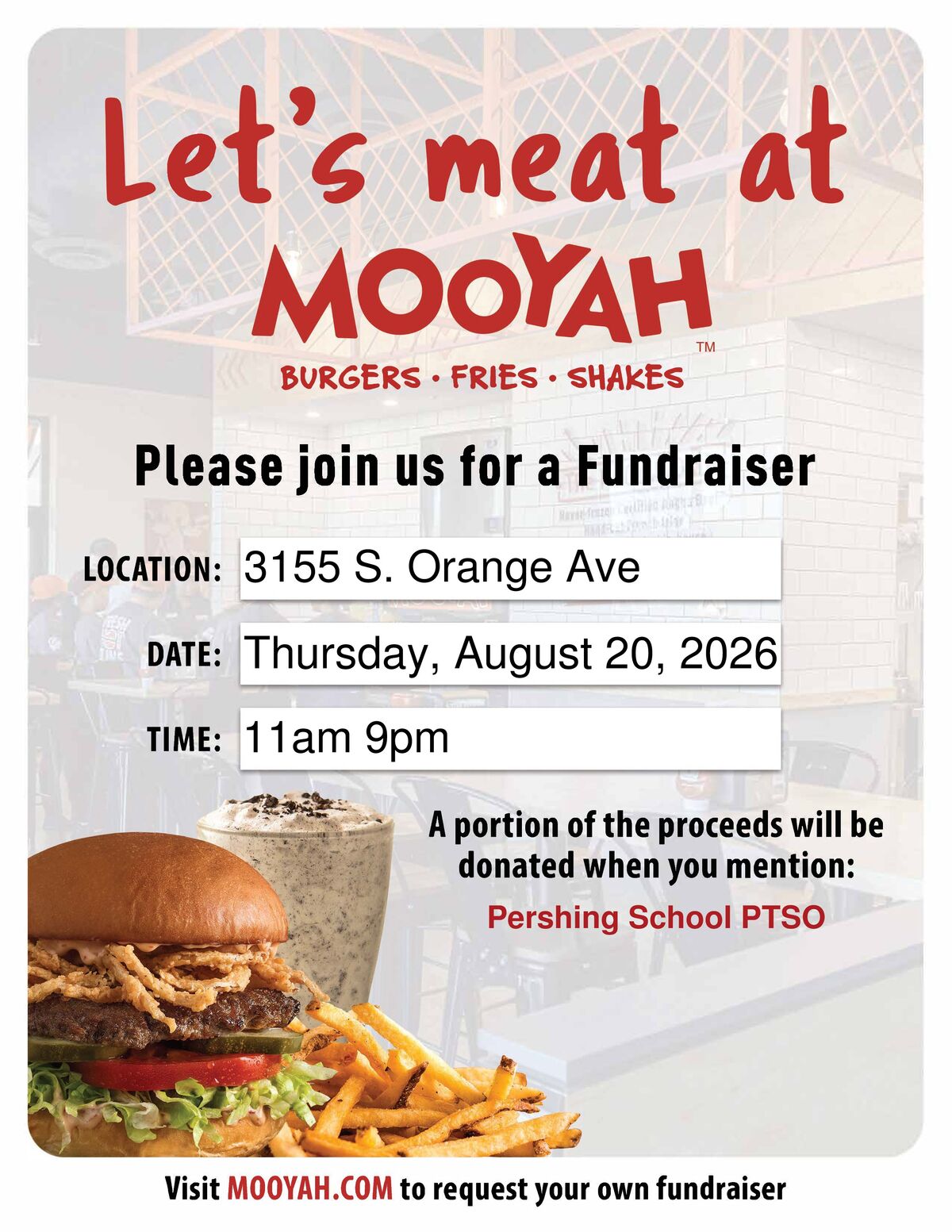 PTSO Spirit Night Thursday at Mooyah! 