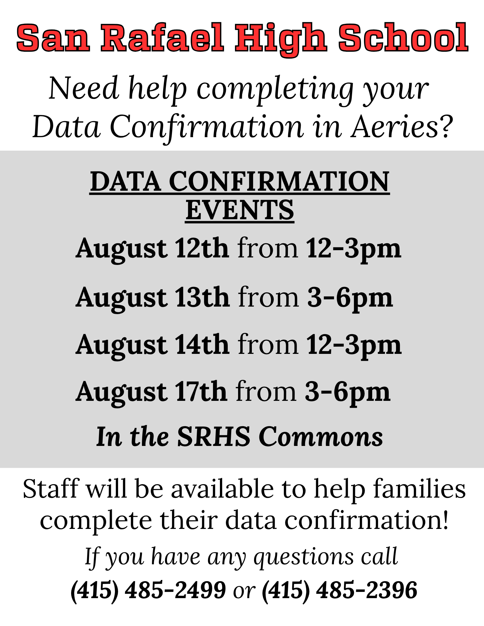 Data Confirmation Events 