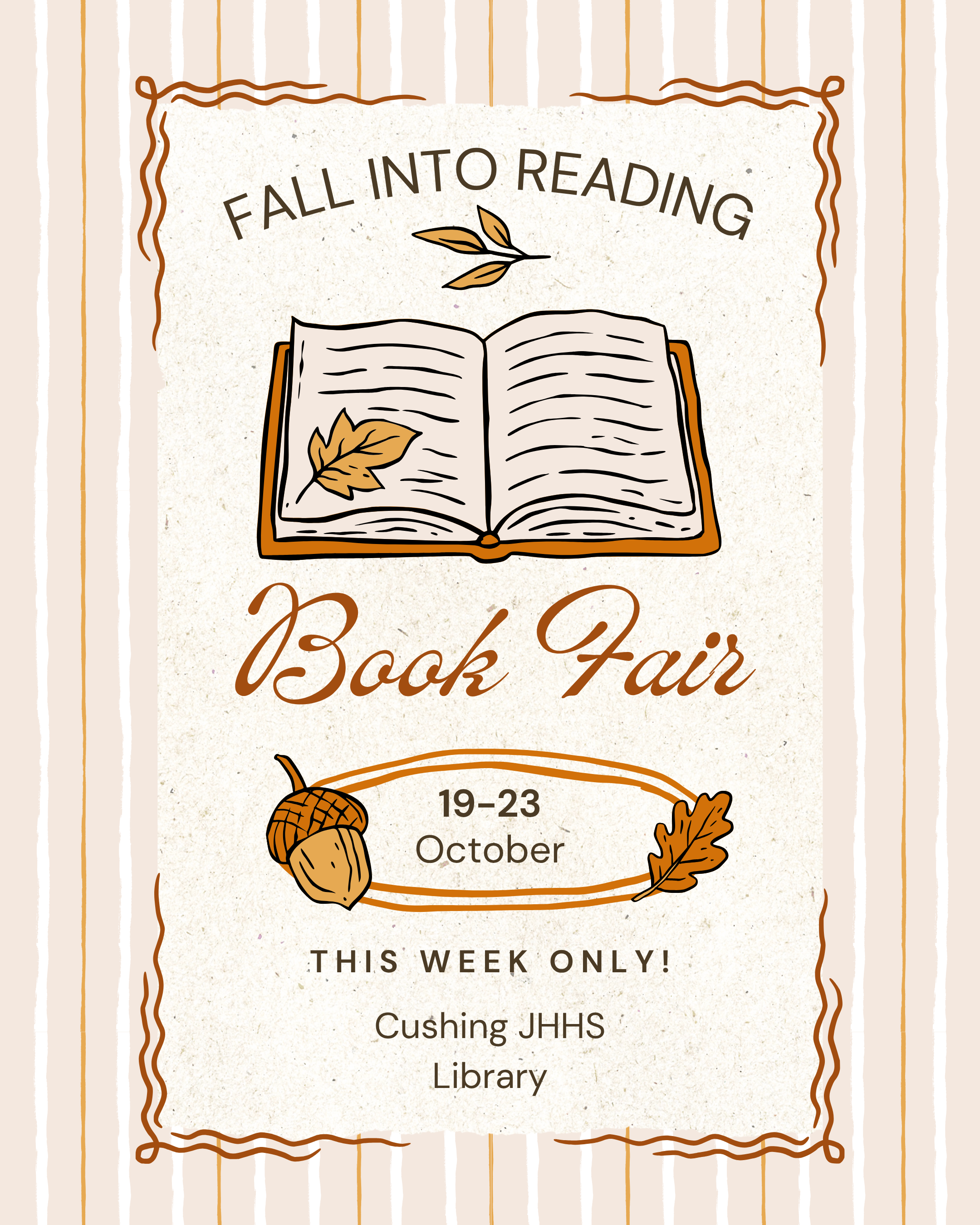 JHHS Book Fair this week, October 19-23!