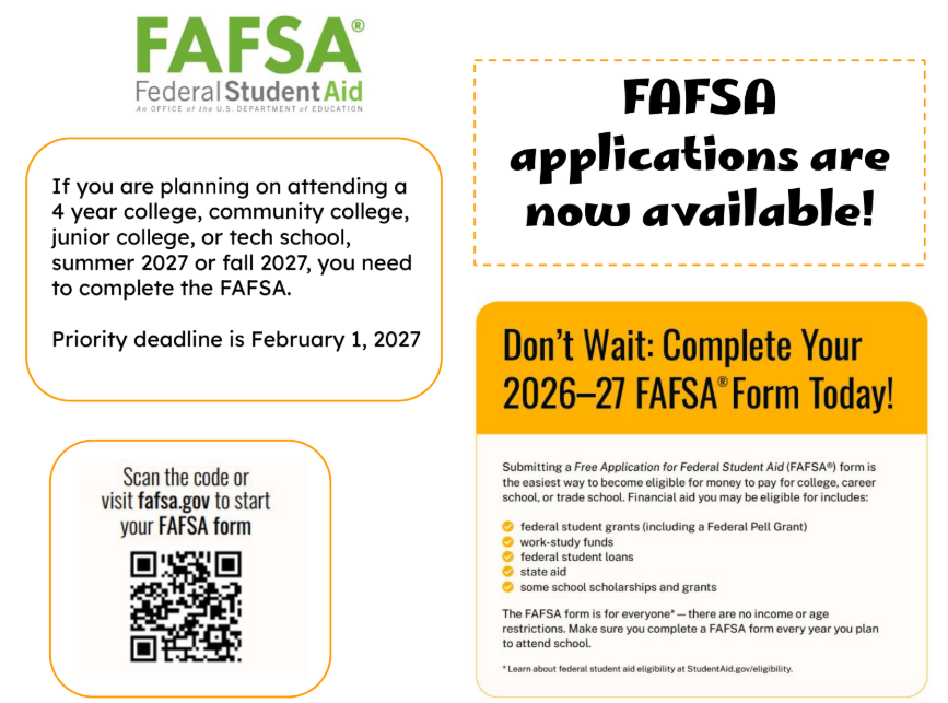 FASFA Applications Are Now Available!