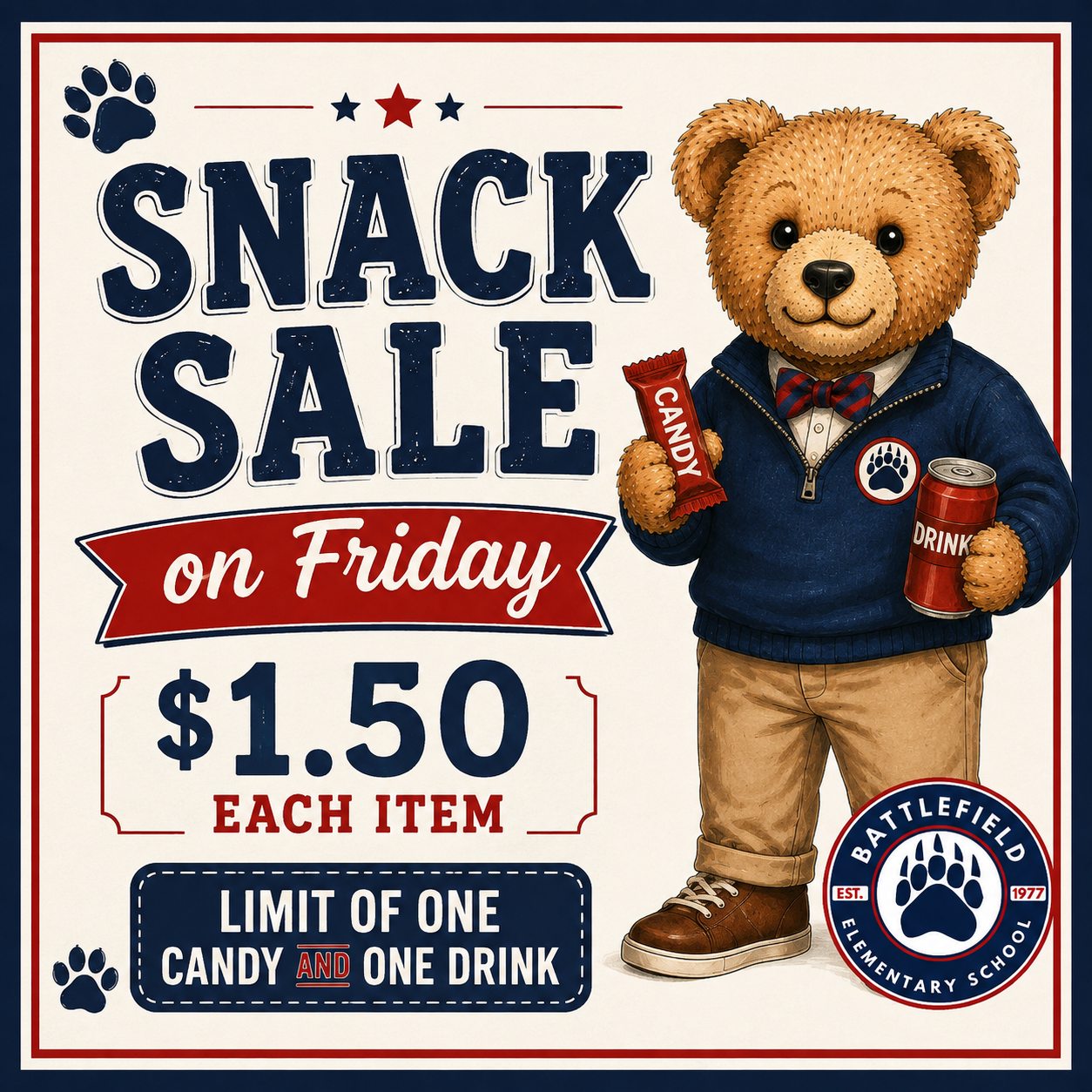 Snack Sale on Friday, 8/21