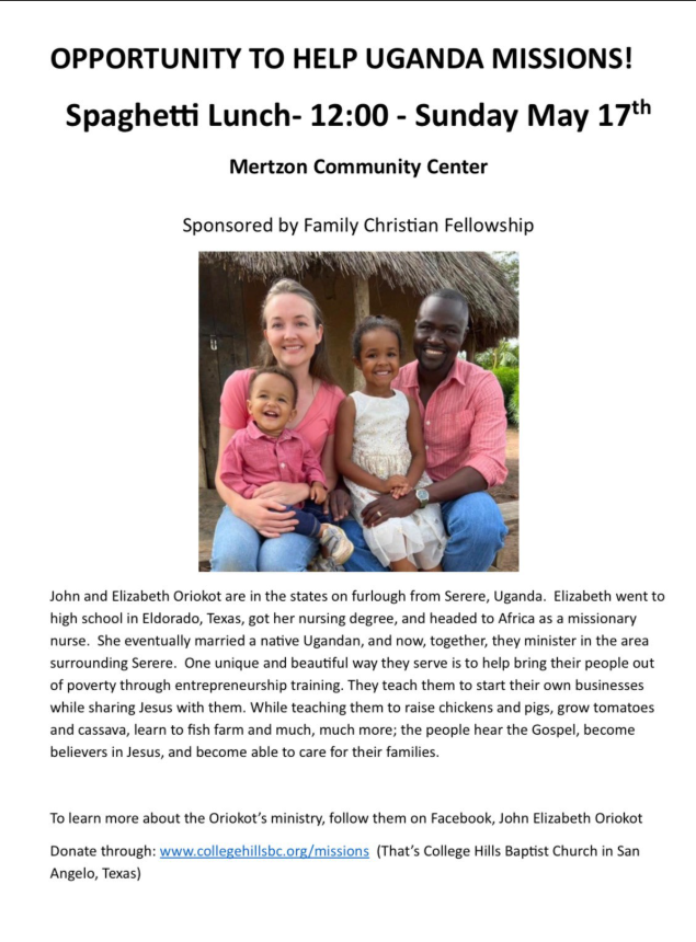 COME SUPPORT LOCAL MISSIONARIES TO UGANDA!