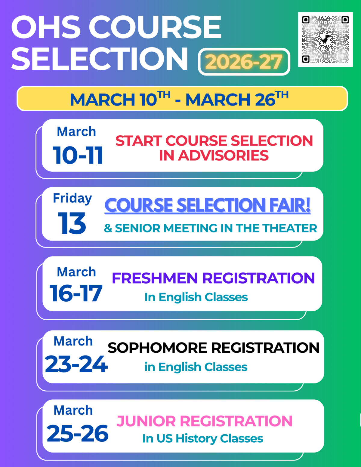 Course Selection Week Schedule