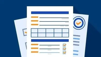 Illustration of several documents with checklists and tables.