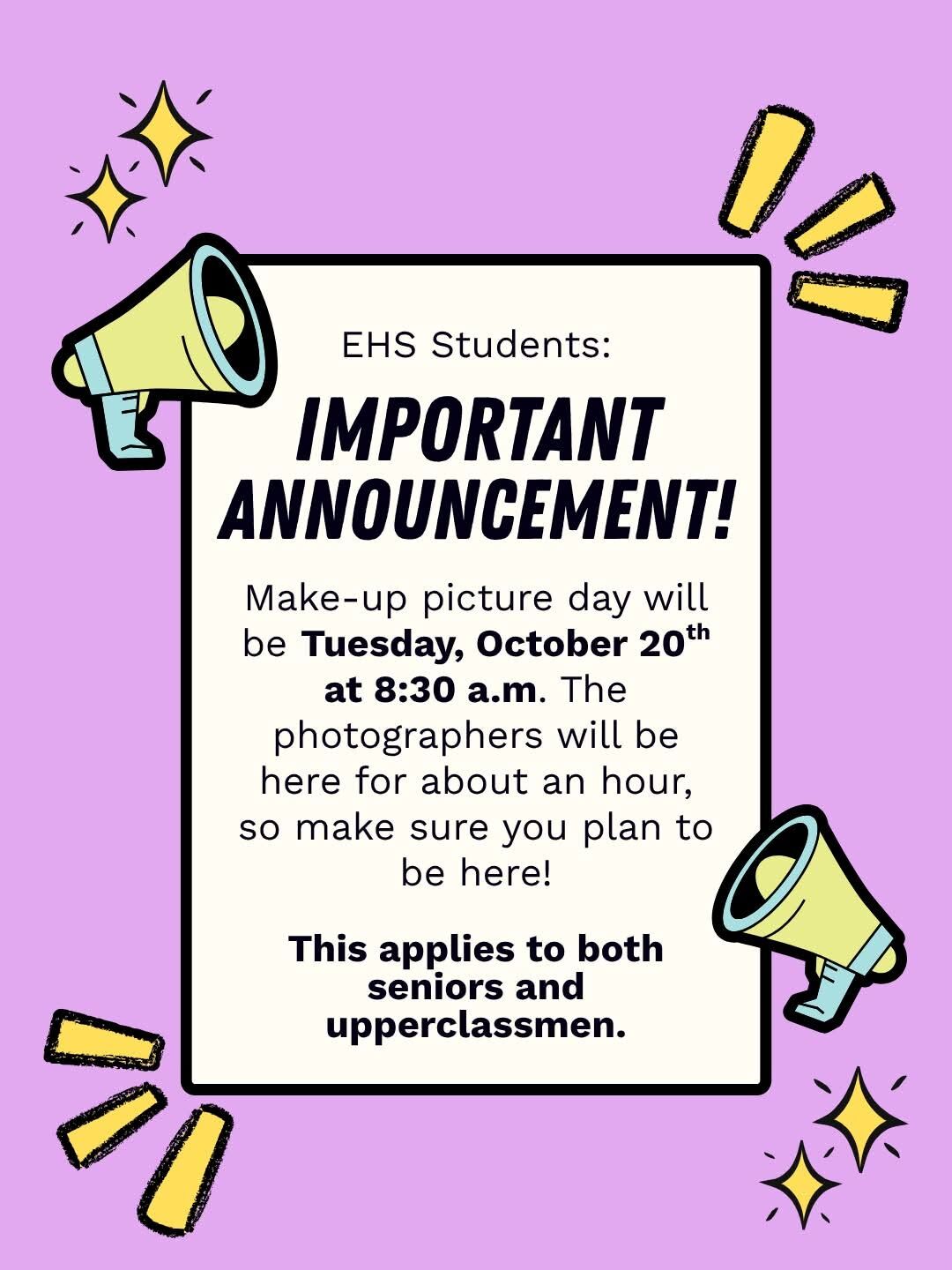 Make Up Picture Day For Seniors & Underclassmen