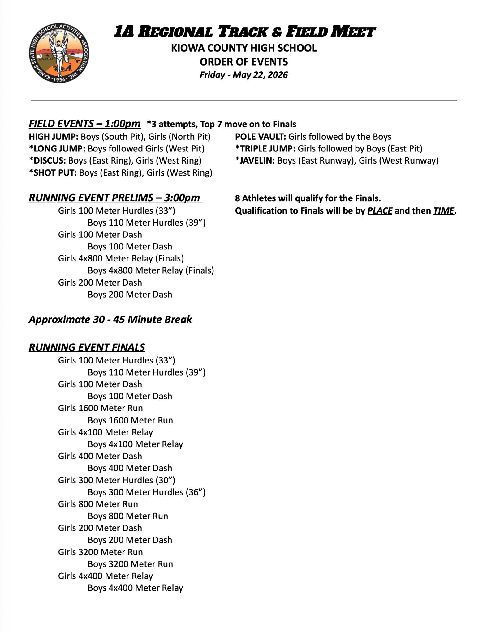 Announcements Wednesday, May 20