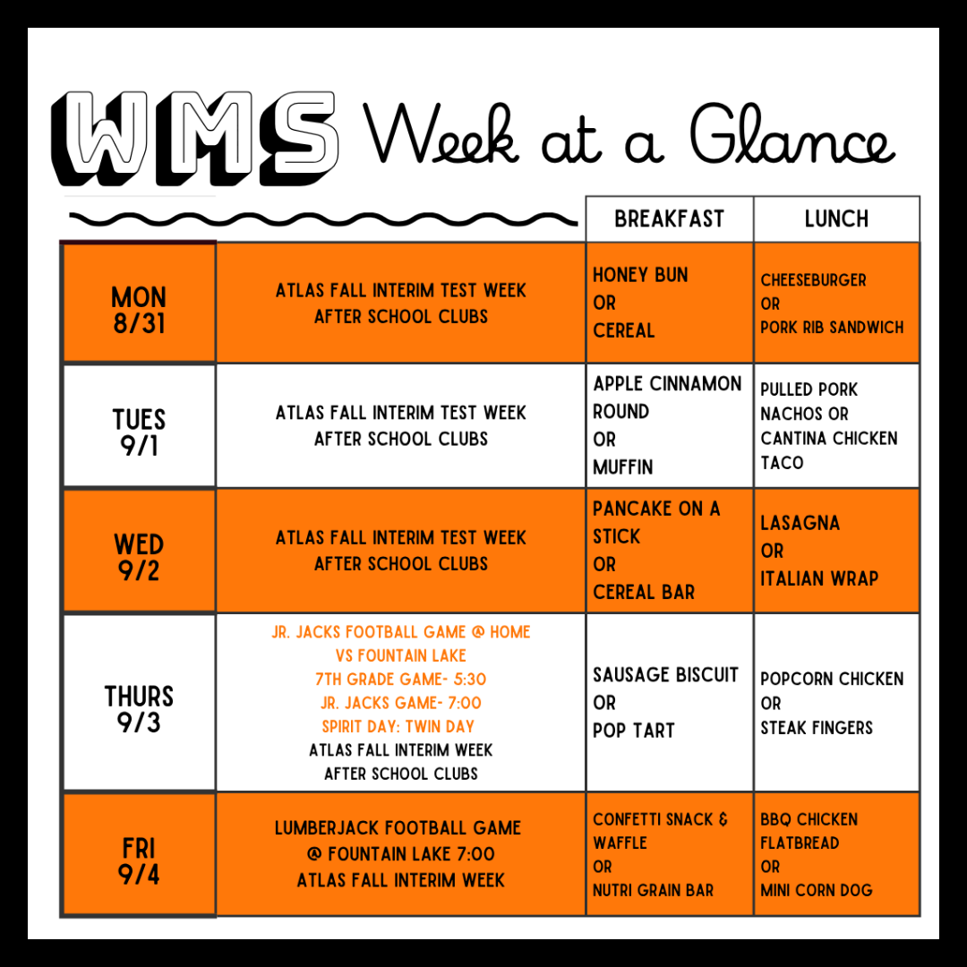 8/31 WMS Week at a Glance
