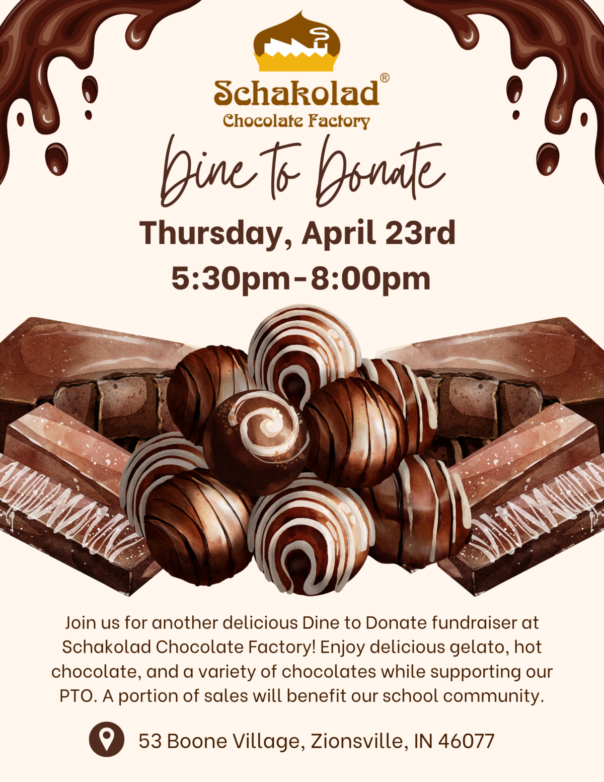 🍫Dine to Donate: Schakolad Chocolate Factory