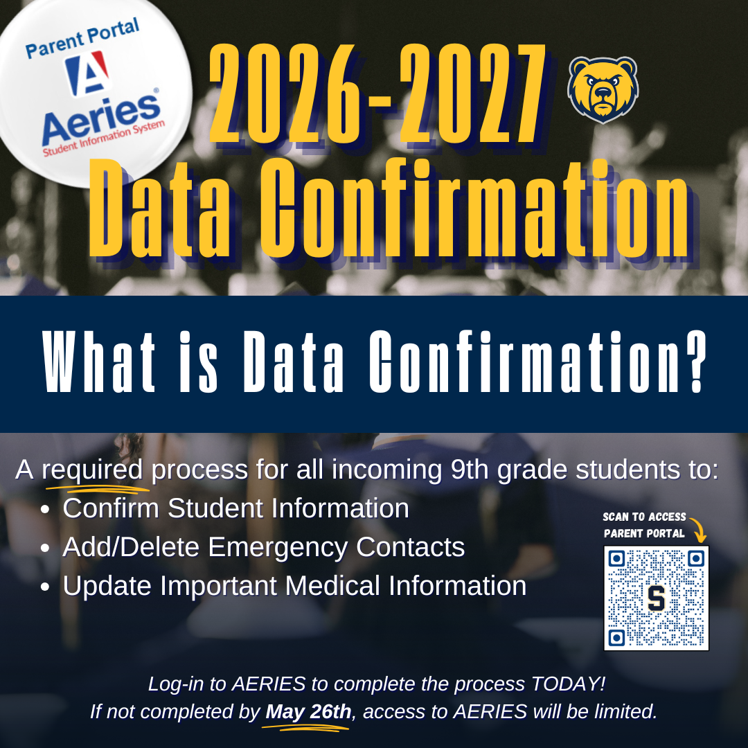 2026–2027 AERIES Data Confirmation for Incoming 9th Grade Families