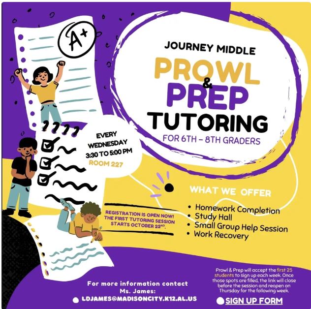 JMS Prowl and Prep Tutoring Resumes Wednesday, April 15-Sign Up Form is Open