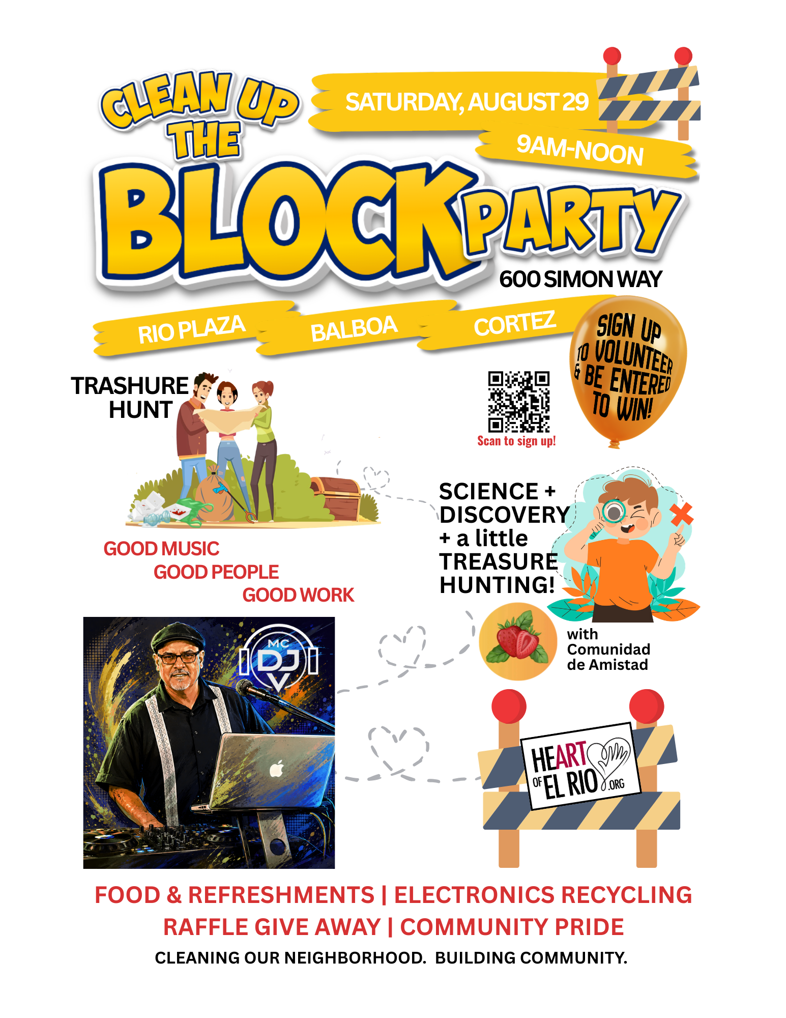 Get ready to CLEAN UP THE BLOCK PARTY! 🧹🎉 Saturday, August 29, from 9:00 AM–12:00 PM