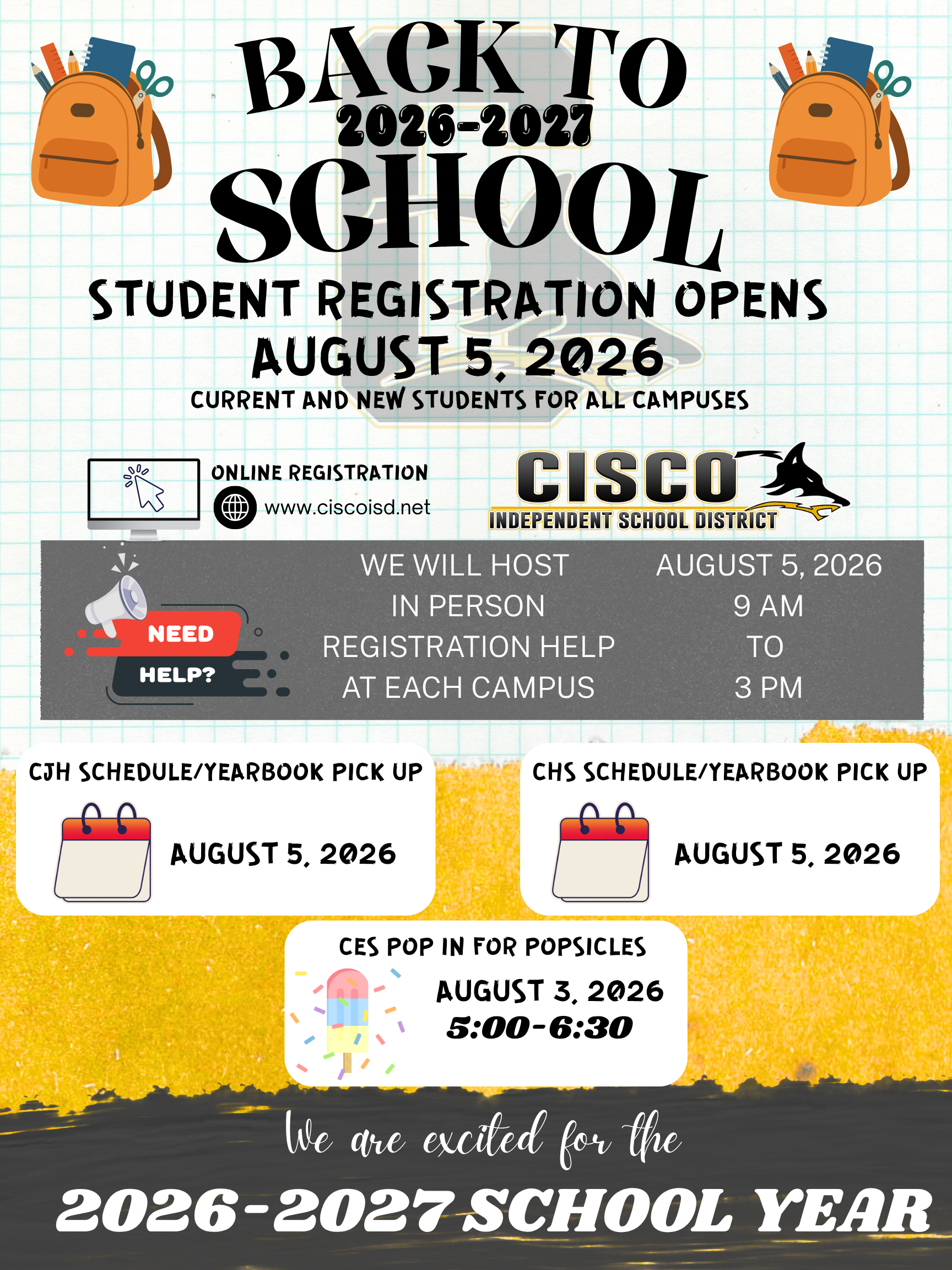 2026-2027 Student Registration is Aug. 5th - Please read- 