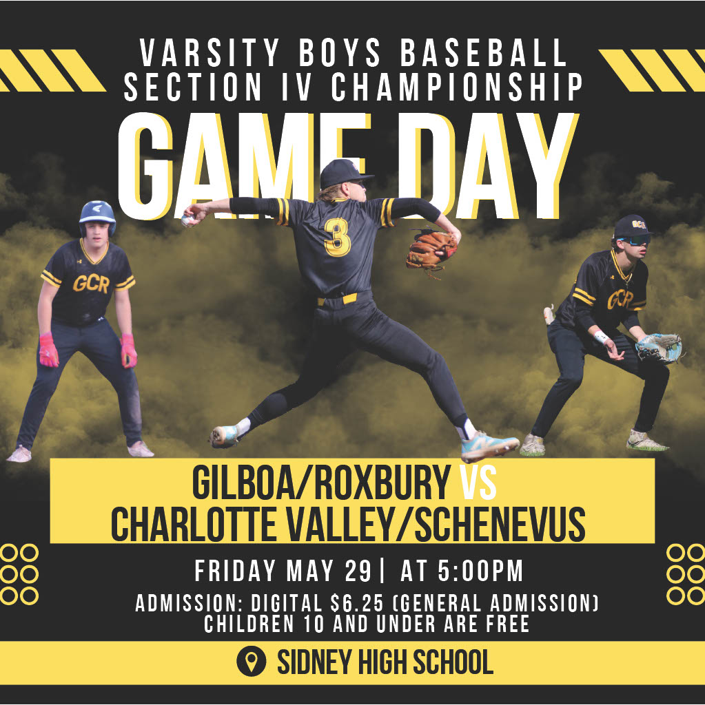 Game Day: 5/29/26 Varsity Boys Baseball Section IV Championship @Sidney HS