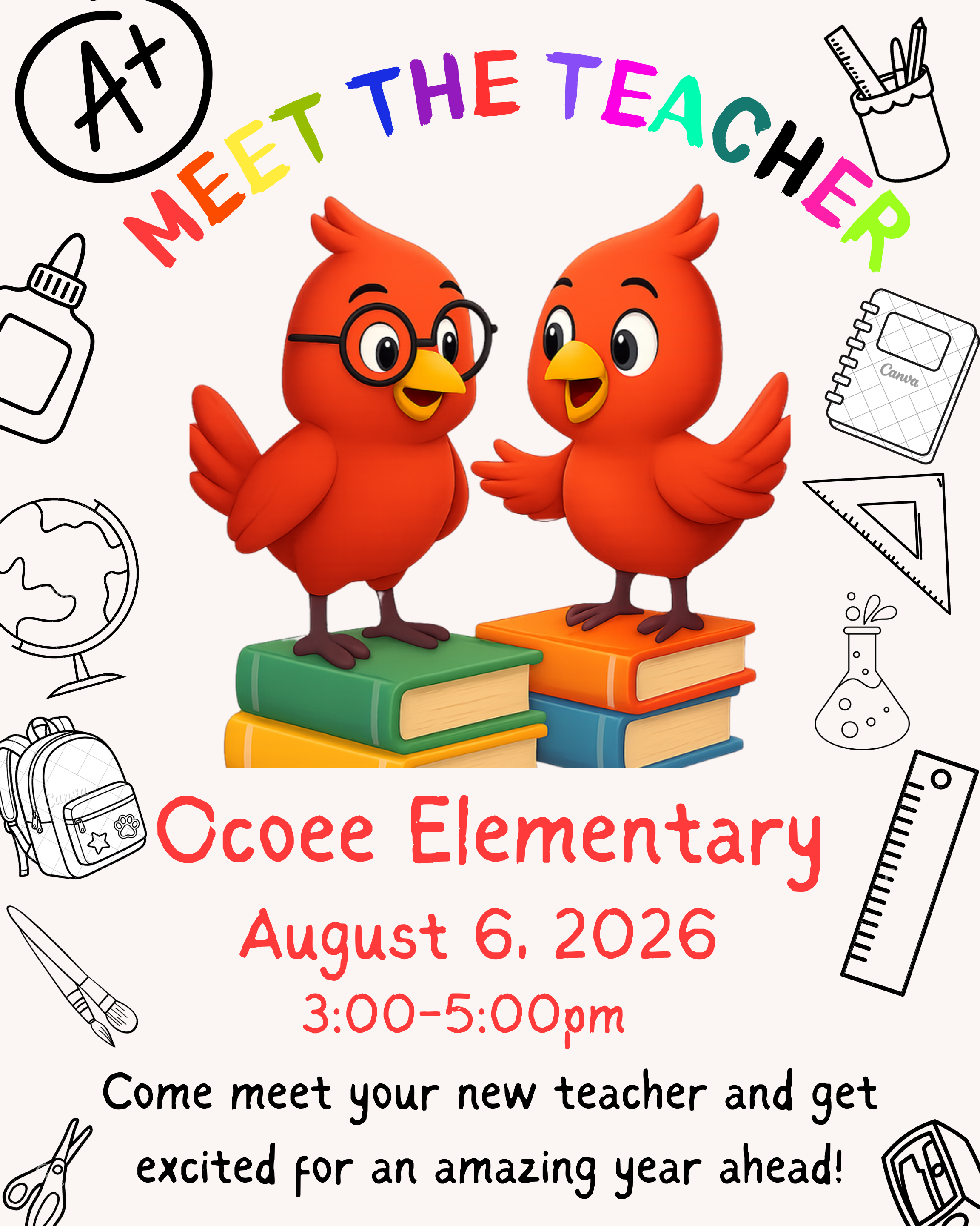 Meet Your Teacher - August 6th 3-5 p.m. 