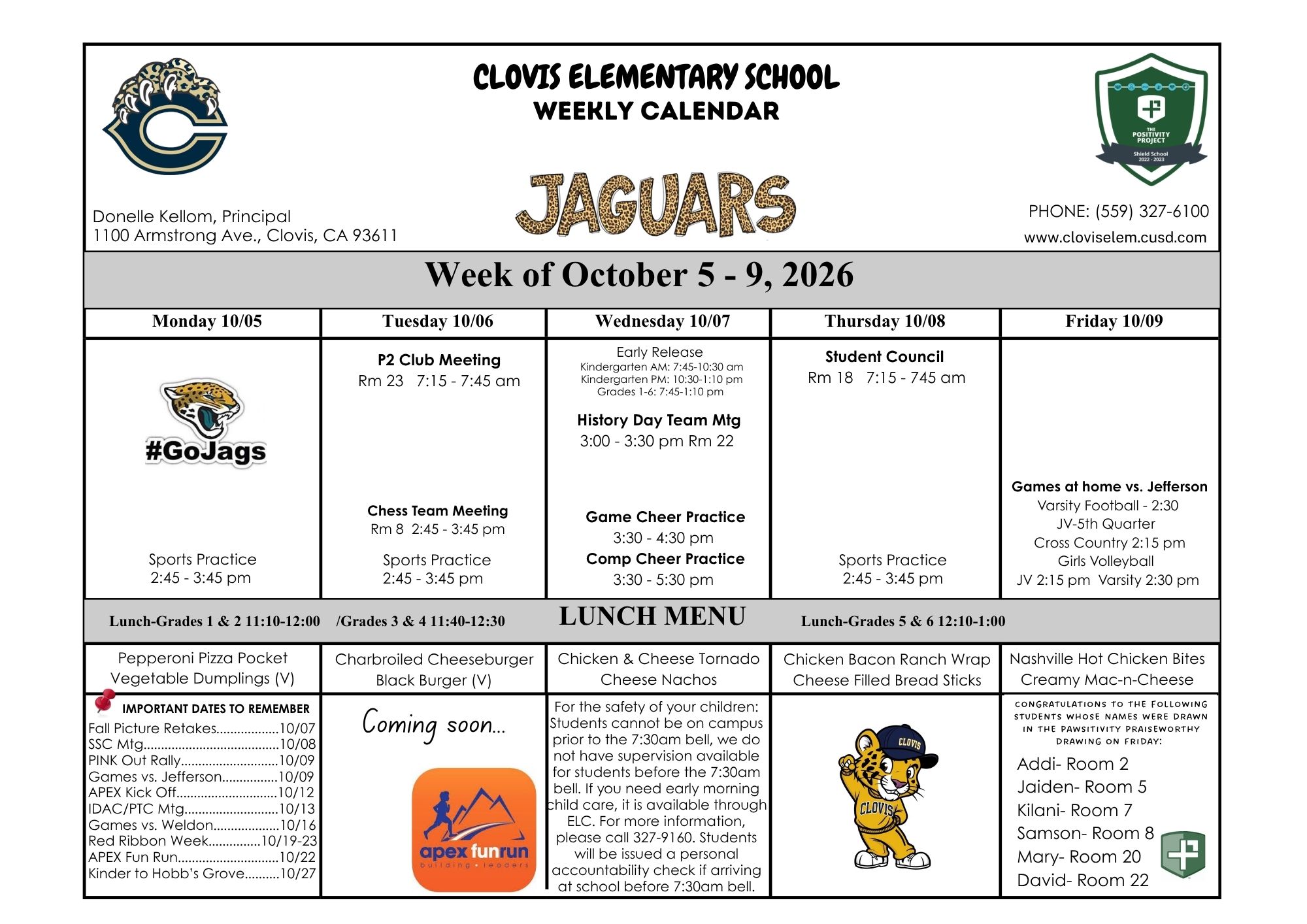 Weekly Calendar Oct 5-9