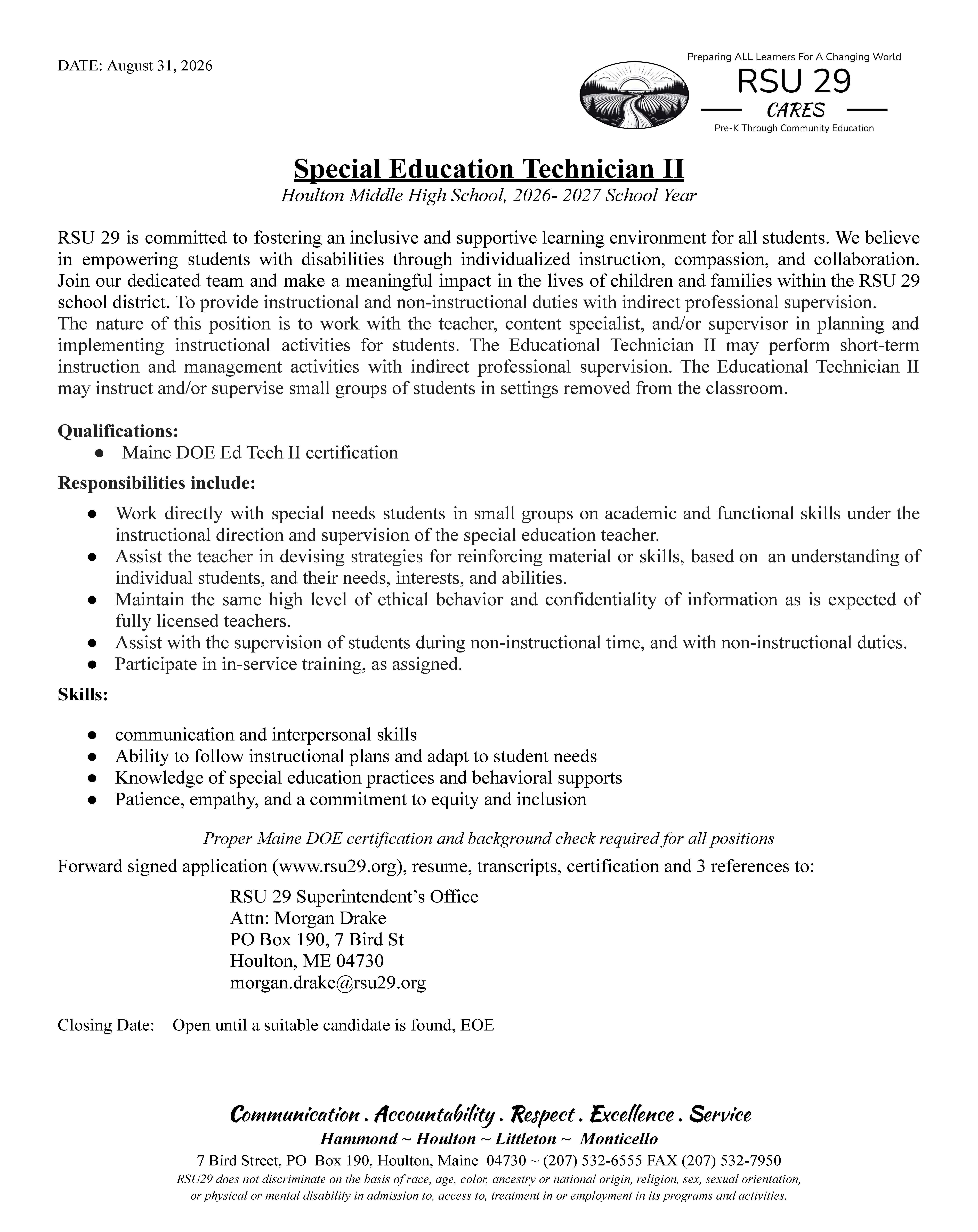 Position Openings
