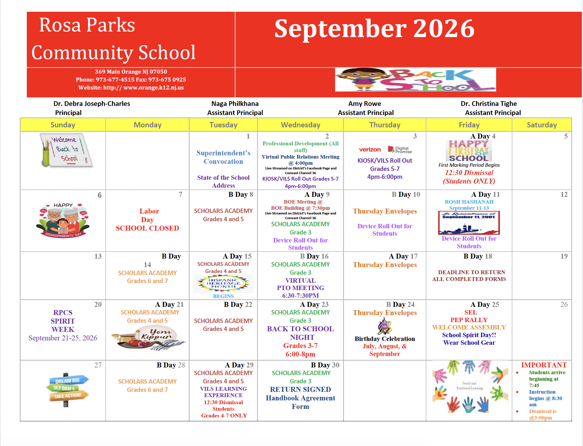 RPCS Septermber 2026 Calendar