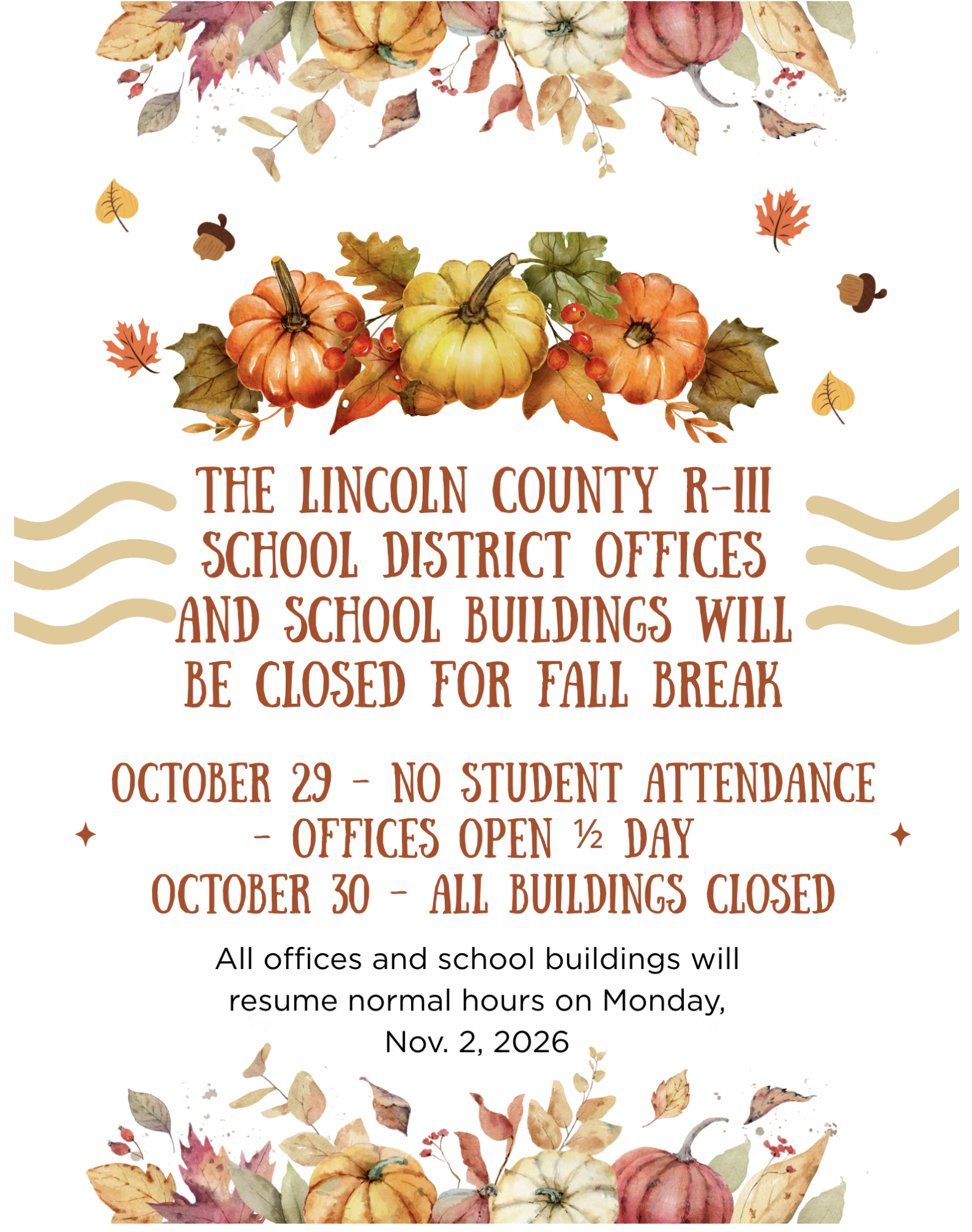 Fall Break Reminder