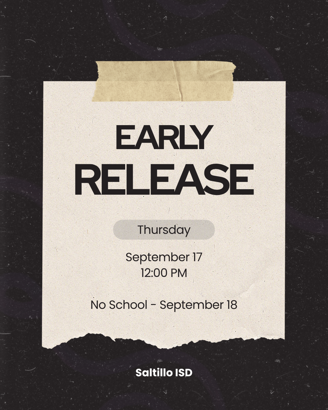 Reminder: Early Release
