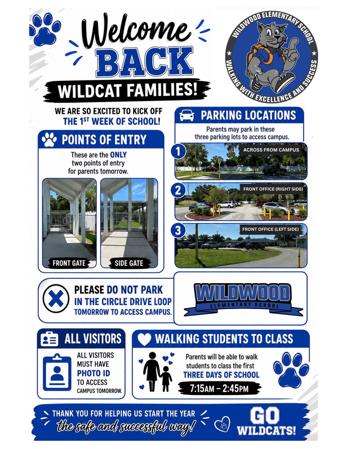 Welcome Back! First Day of School Information!