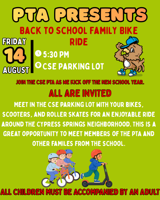 PTA sponsored family bike ride 