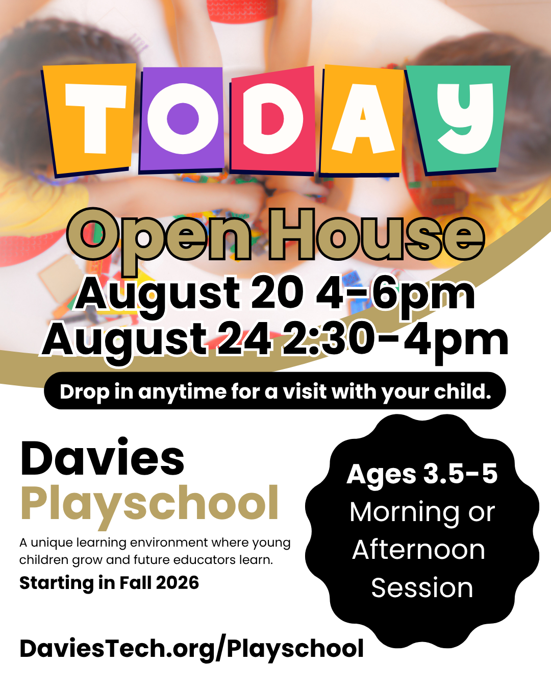 Drop-in Open House Today for Davies Playschool! (Directions included)