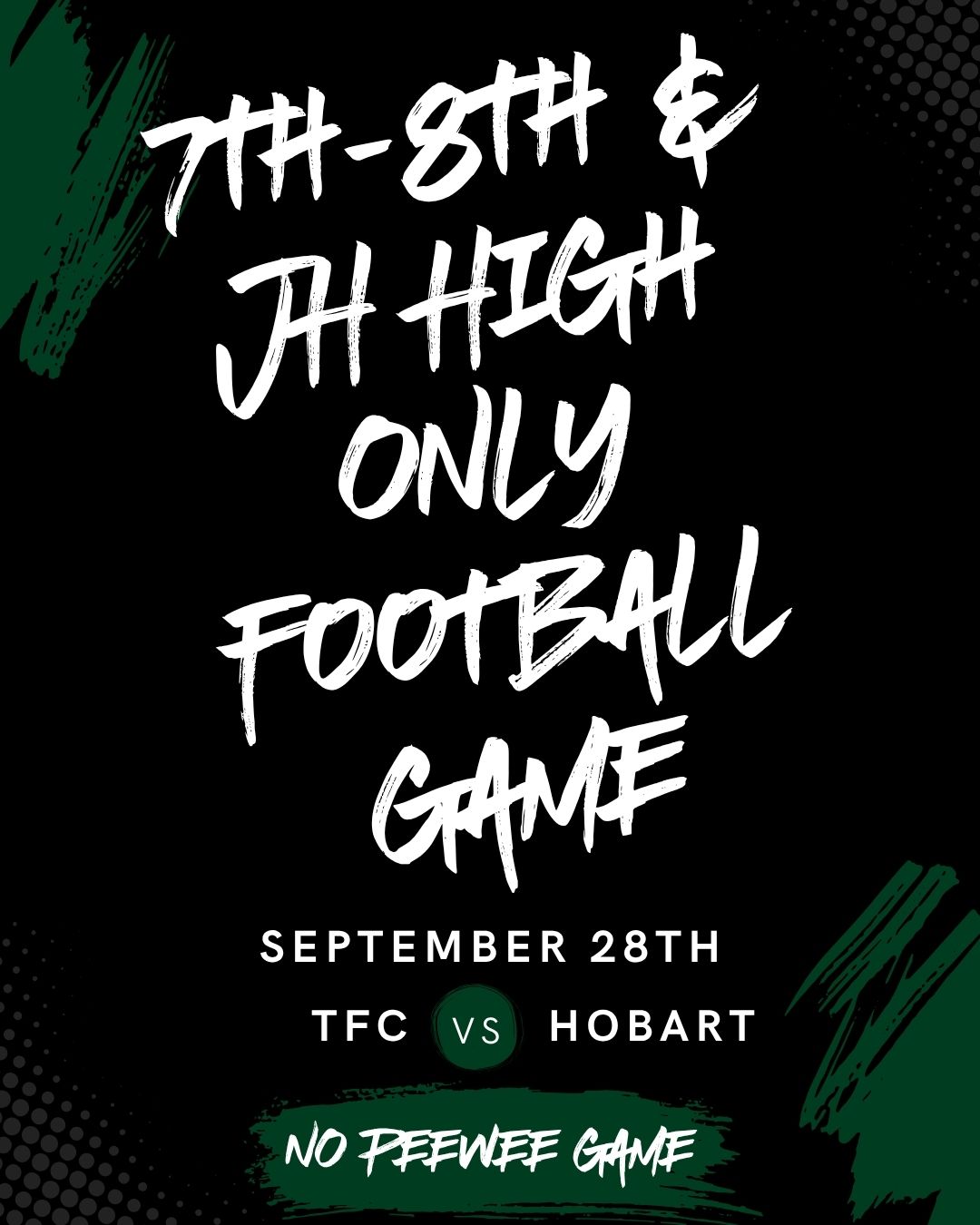No PeeWee Football on 09/28.