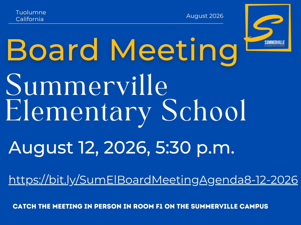 Notice of Regular Board Meeting – Wednesday, August 12, 2026, Summerville Elementary School District