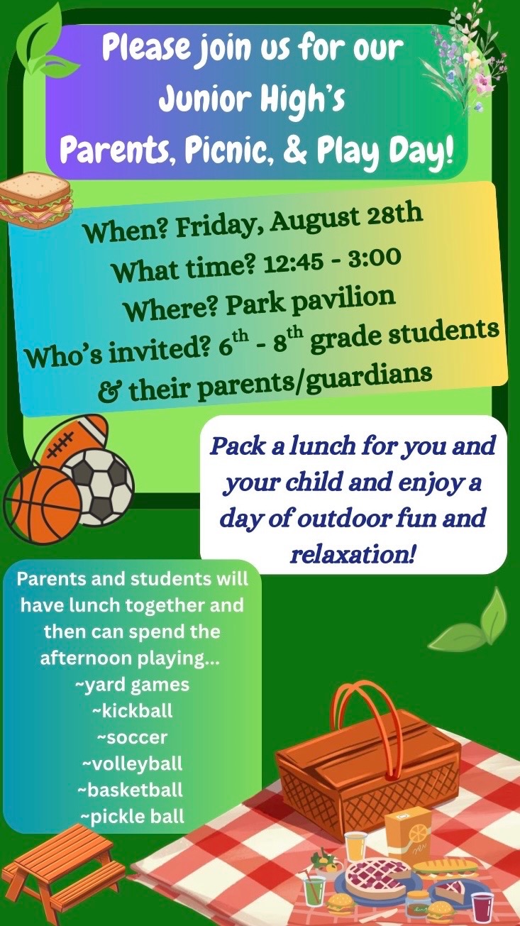 Junior High Parents, Picnic, and Play Event