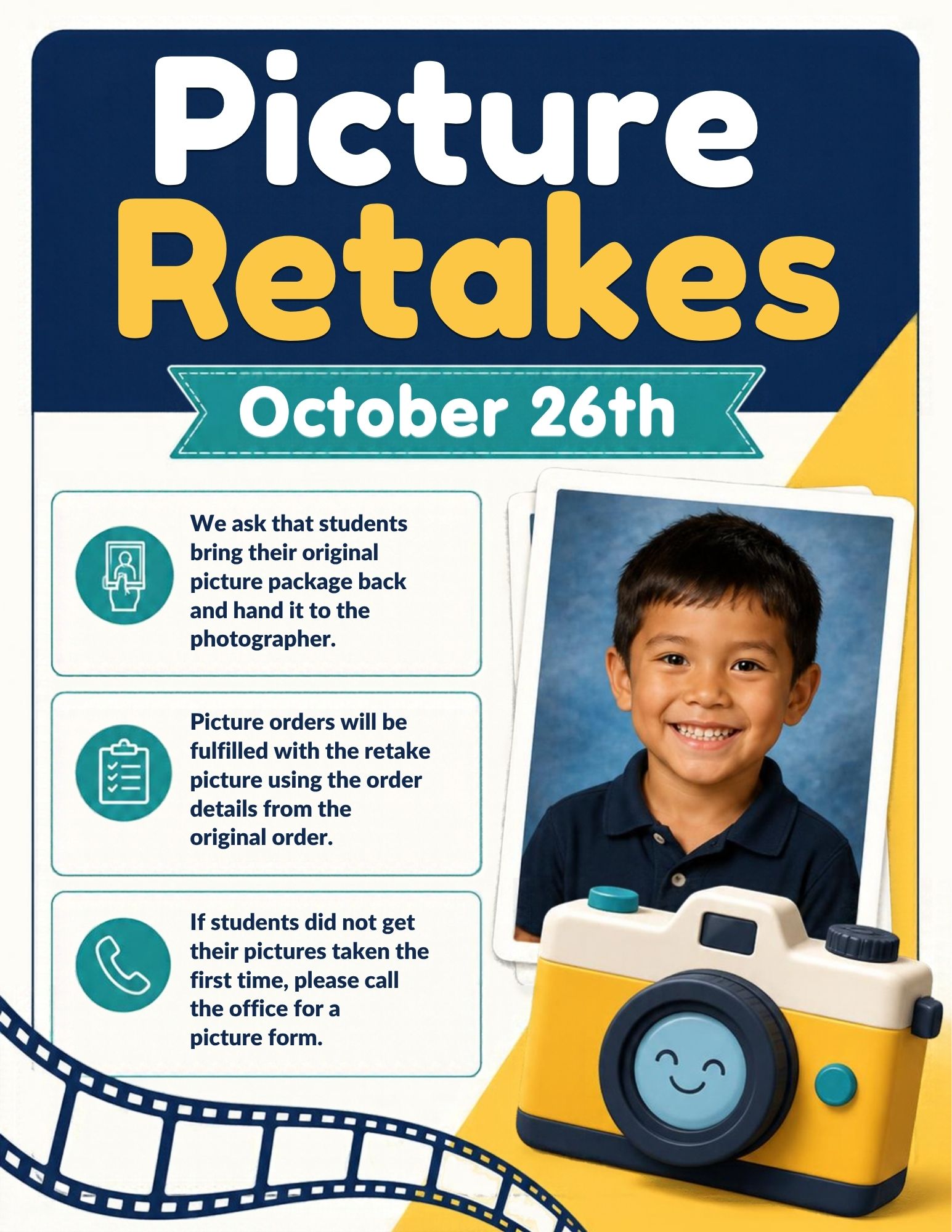 Picture Re-Take Day: Oct. 26th