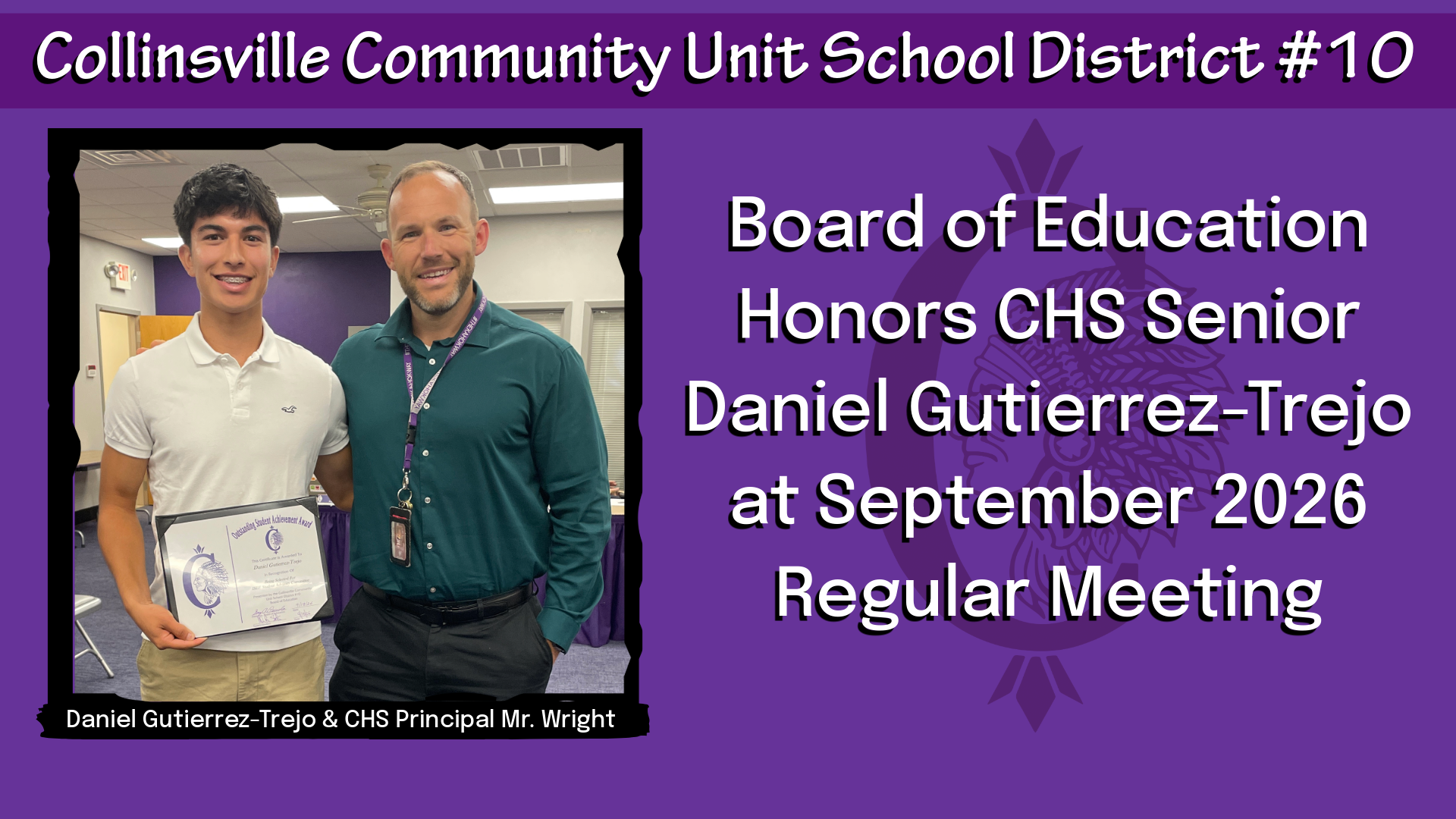 Board Honors CHS Senior Selected for Statewide Student Advisory Council