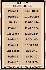 RALLY SCHEDULE ON FRIDAY! 