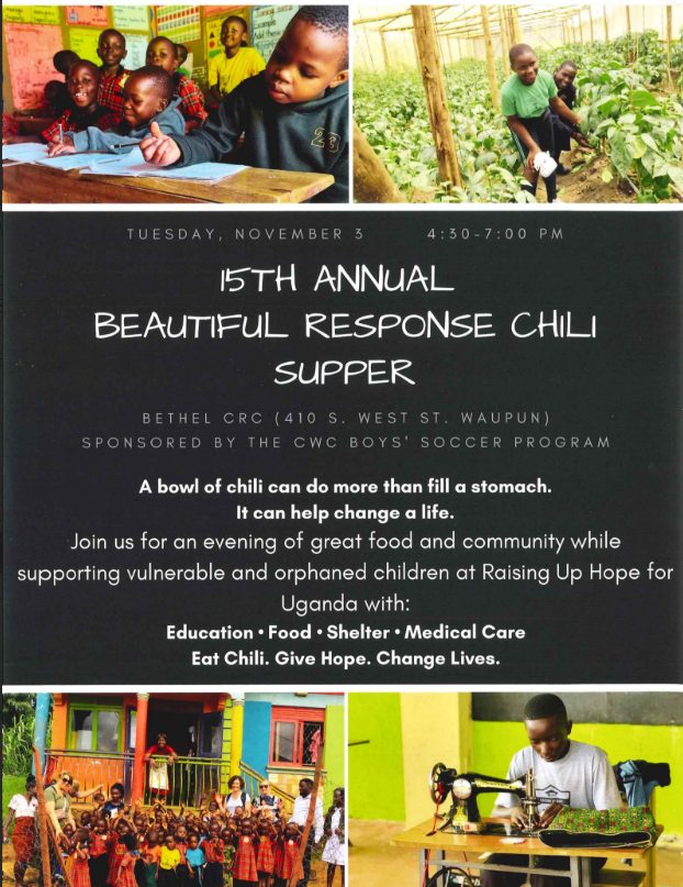 15th Annual Beautiful Response Chili Supper: November 3