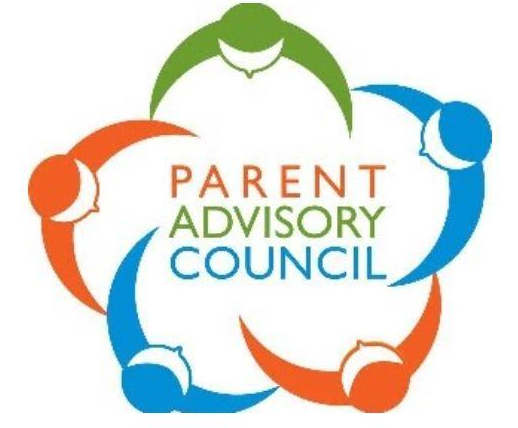 Logo for the Parent Advisory Council featuring five abstract figures in green, blue, and orange forming a circle.