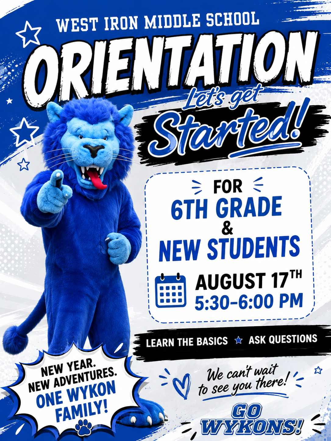 ORIENTATION- All NEW students and ALL 6th Grade students! 