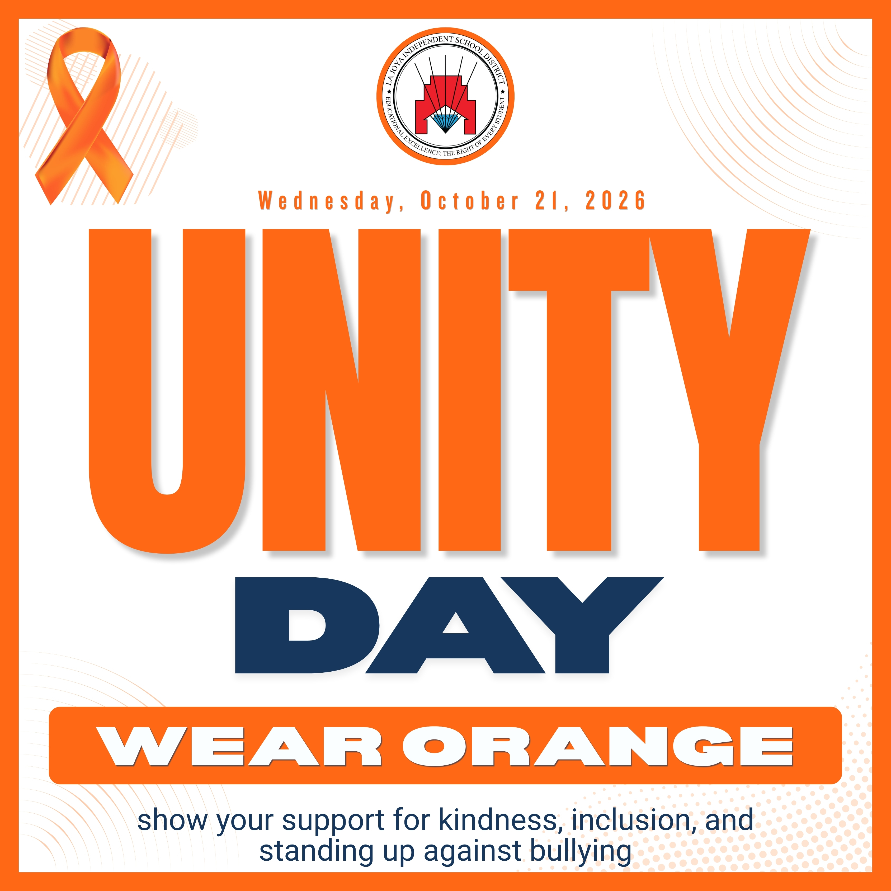 Today is UNITY DAY, and we're turning La Joya ISD ORANGE! 🙌🏼🧡