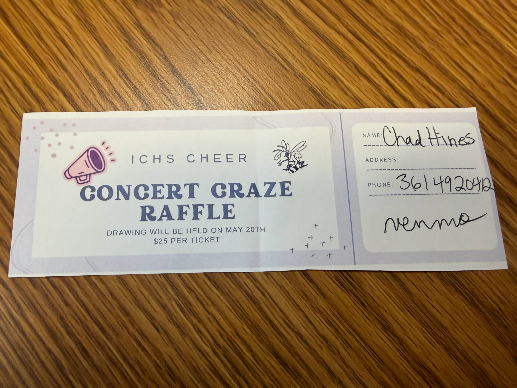Varsity Cheer raffle