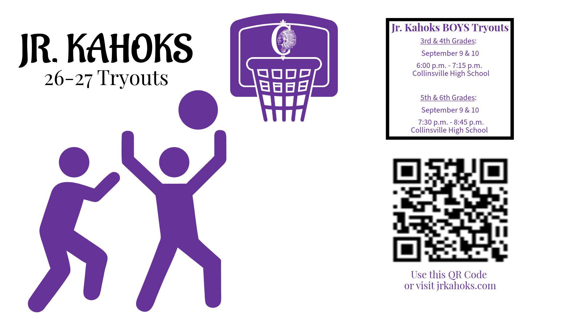 Jr. Kahoks Basketball Holding 26-27 Tryouts for 3-6 Grade Boys
