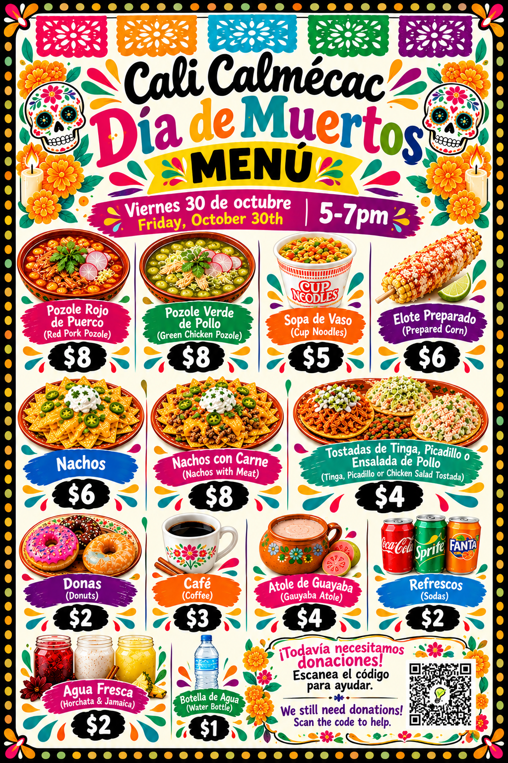 Cali Calmécac Día de Muertos Menu & Donations 🎃💀🌼