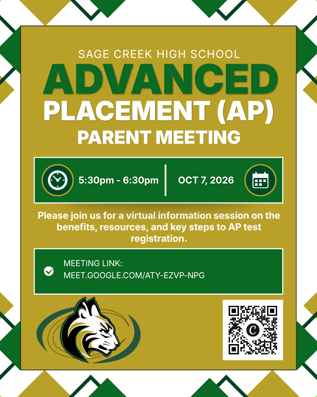 Join us for an AP Parent Information Virtual Meeting on Oct 7th