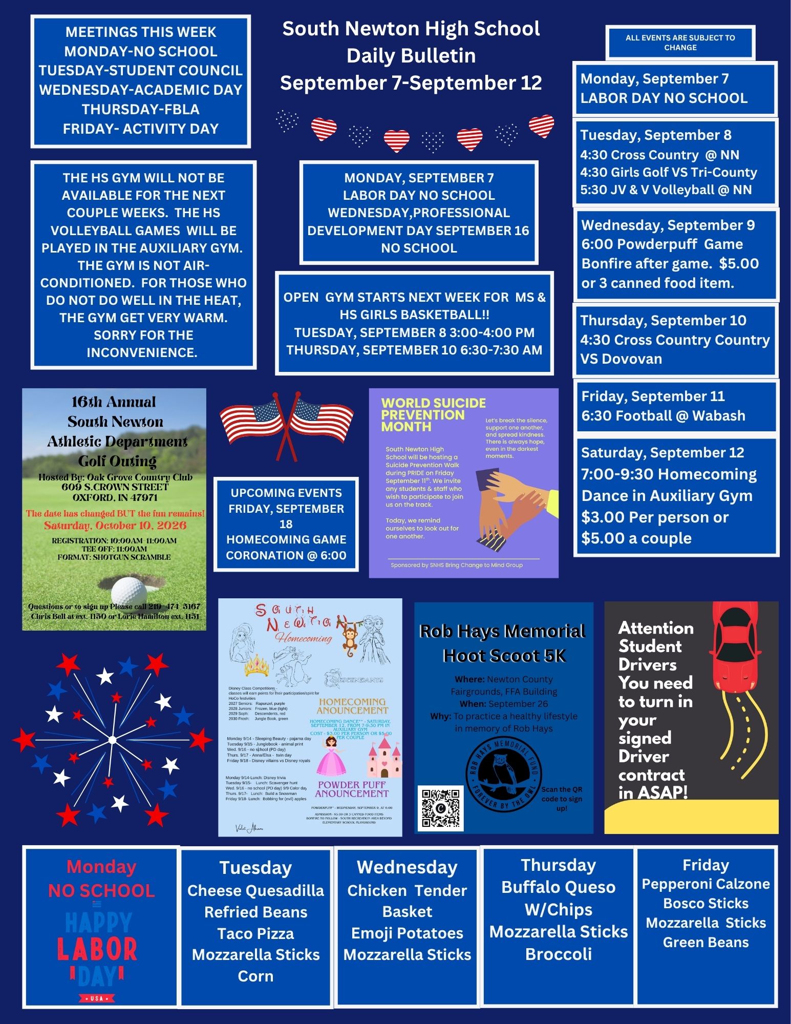 SNHS Bulletin September 7 - 12, 2026